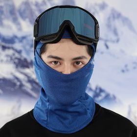 Velvet Windproof Ski Head Cover Protective Mask (Option: Deep Blue Snowflake87-M)