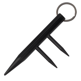 Self Defense Key Chain Two Prong Kubotan (Color: Black)