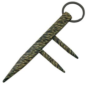 Self Defense Key Chain Two Prong Kubotan (Color: Brown Zebra)