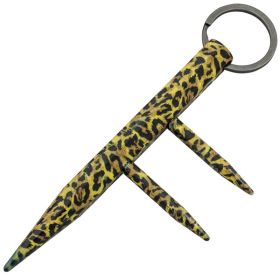 Self Defense Key Chain Two Prong Kubotan (Color: Brown Leopard)