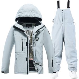 Men's And Women's Winter Outdoors Veneer Double Board Ski Suit (Option: Blue Top And Blue Pants-XL)