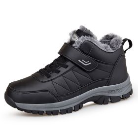 Men's High-top Travel Fleece-lined Warm Hiking Shoes (Option: YS9706 Black-42)