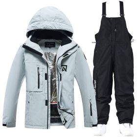 Men's And Women's Winter Outdoors Veneer Double Board Ski Suit (Option: Blue Coat And Black Pants-L)